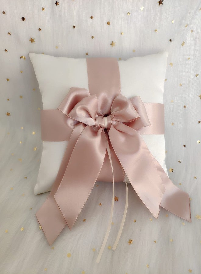 Uwedding White Ring Bearer Pillow with Double Ribbon Bow Décor for Wedding Ceremony Vow Renewal Baby Shower Party Favor (Pillow) - Image 1